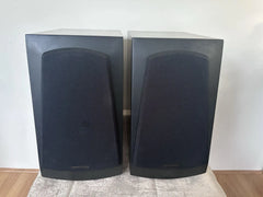 Phonosophie high‑end loudspeakers – pair with black cabinets and fabric grilles, front view