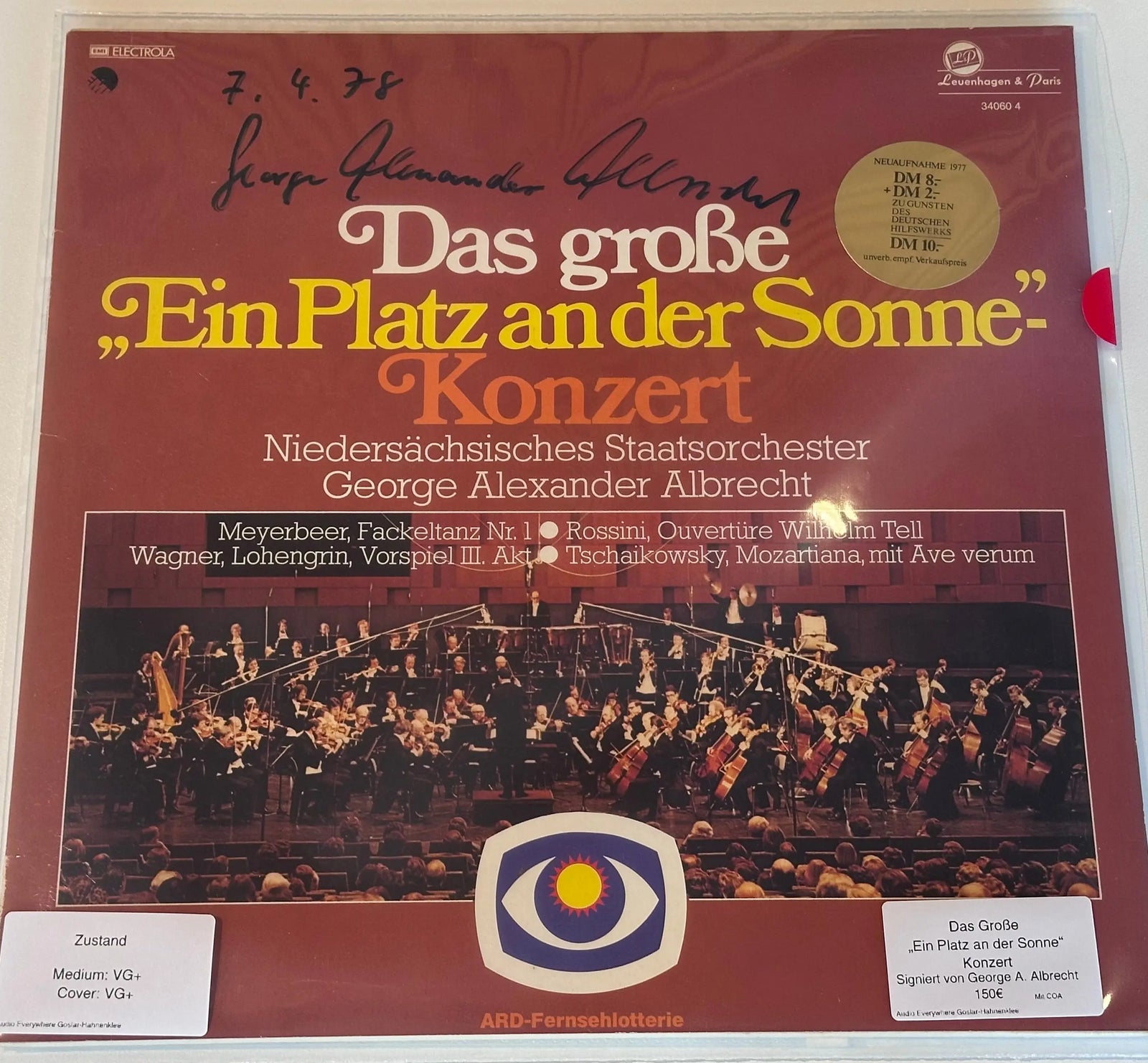 George Alexander Albrecht, Das große „Ein Platz an der Sonne-“ Konzert LP Signiert mit COA Audio Everywhere