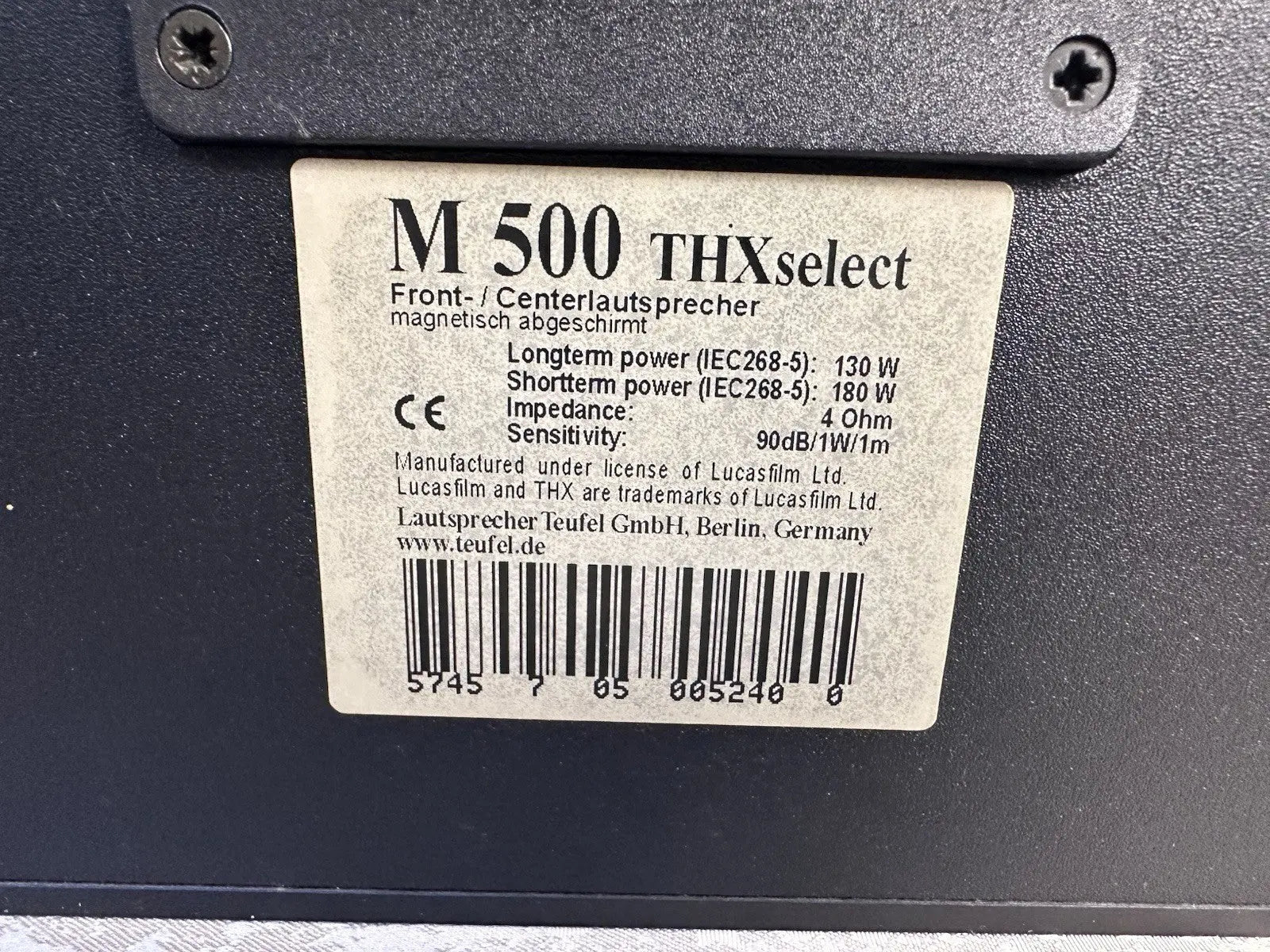 Teufel M 500 Center Lautsprecher Speaker Schwarz Black THX