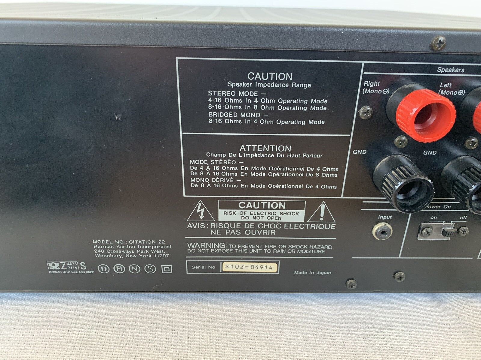 Harman Kardon Citation 22 Endstufe Power Amplifier Citation 21 Vorverstärker Pre
