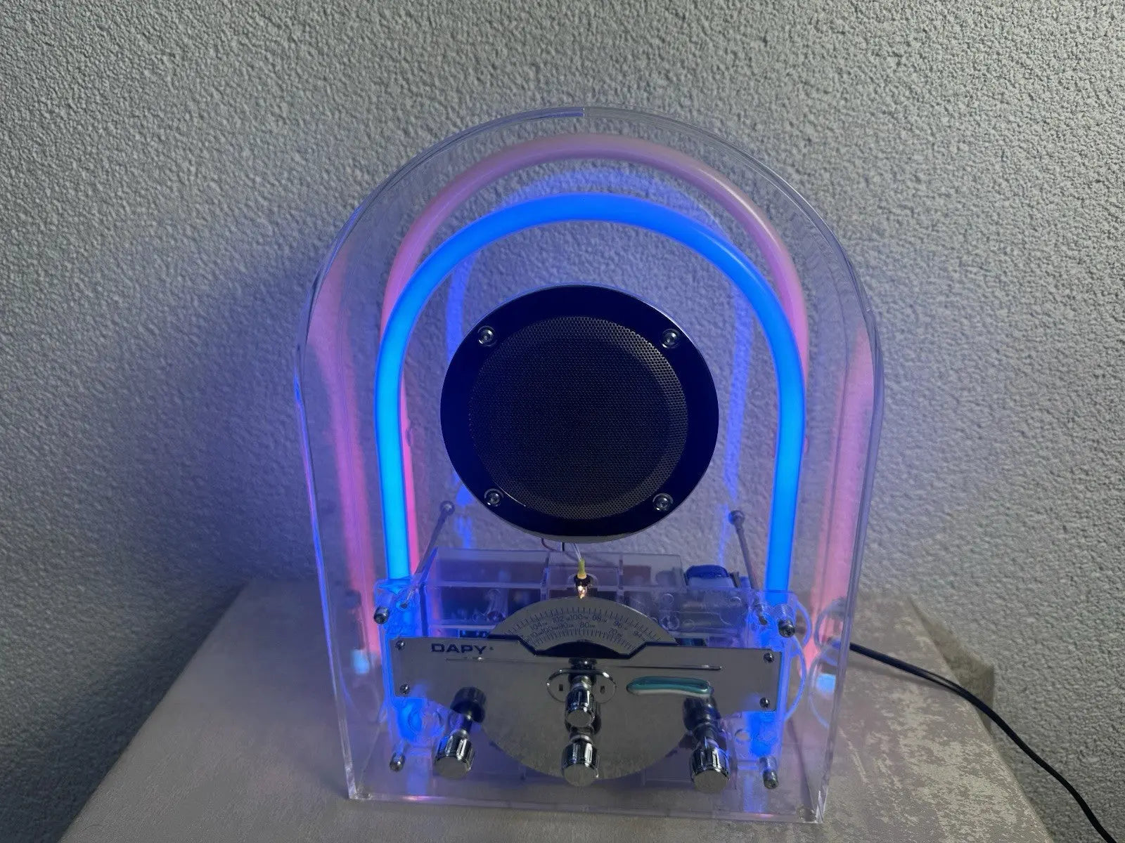 Dapy Neon Tuner Radio Vintage Retro Transparent Made In France