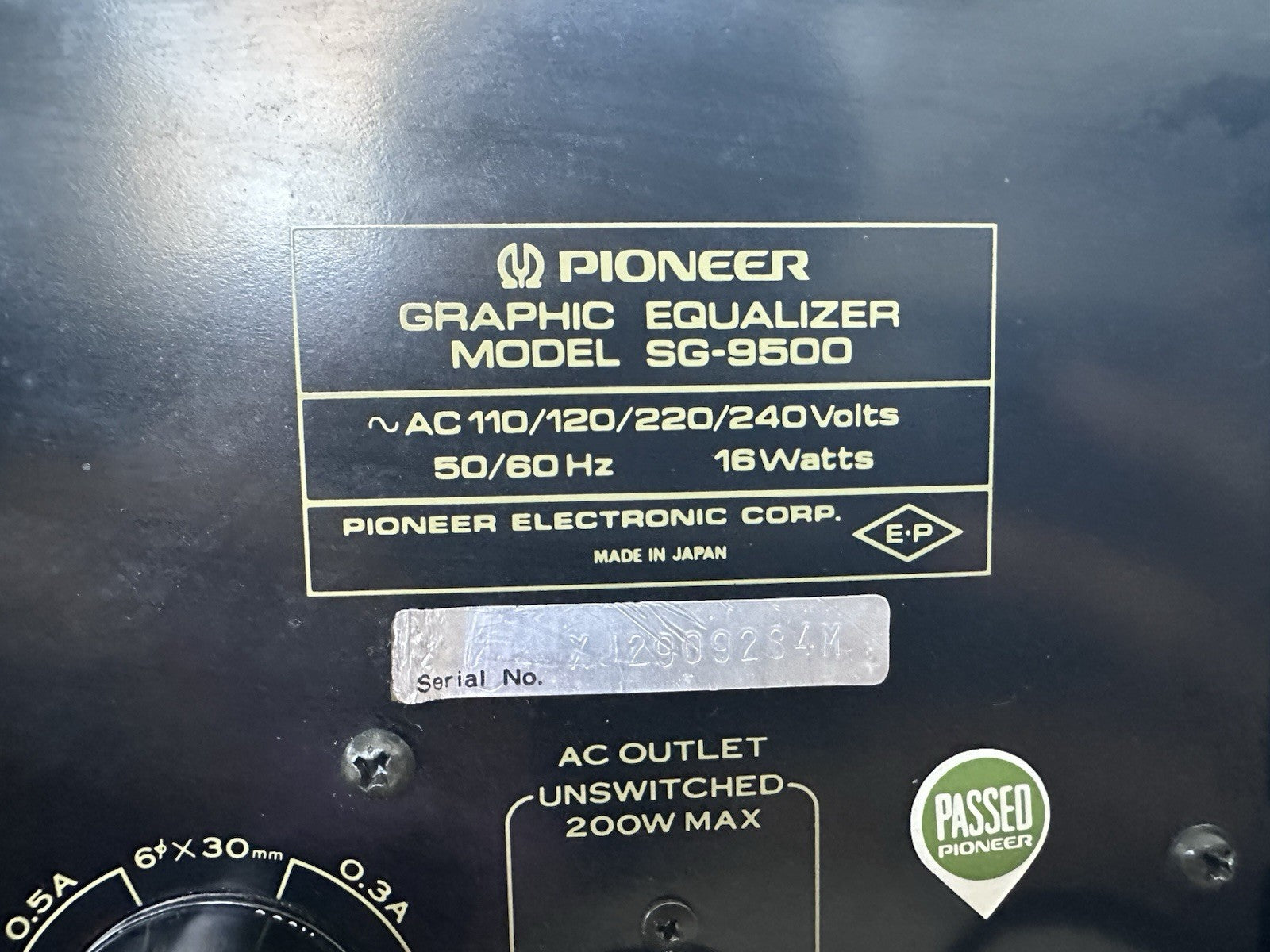 Pioneer SG-9500 EQ Equalizer Vintage Retro Made In Japan Silber Silver