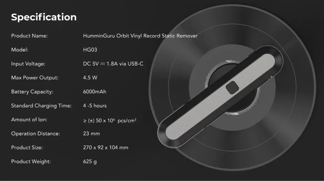 HumminGuru Orbit – Antistatik-Tool zur Entladung statischer Elektrizität auf Vinyl-LPs Audio Everywhere