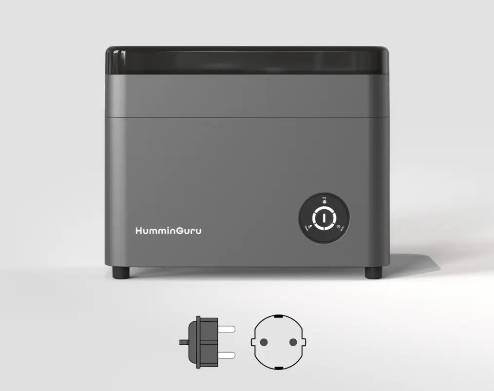 HumminGuru Ultraschall-Plattenwaschmaschine mit Adapter – 40 kHz Vinyl Reiniger mit Auto Clean & Dry (Grau) Audio Everywhere