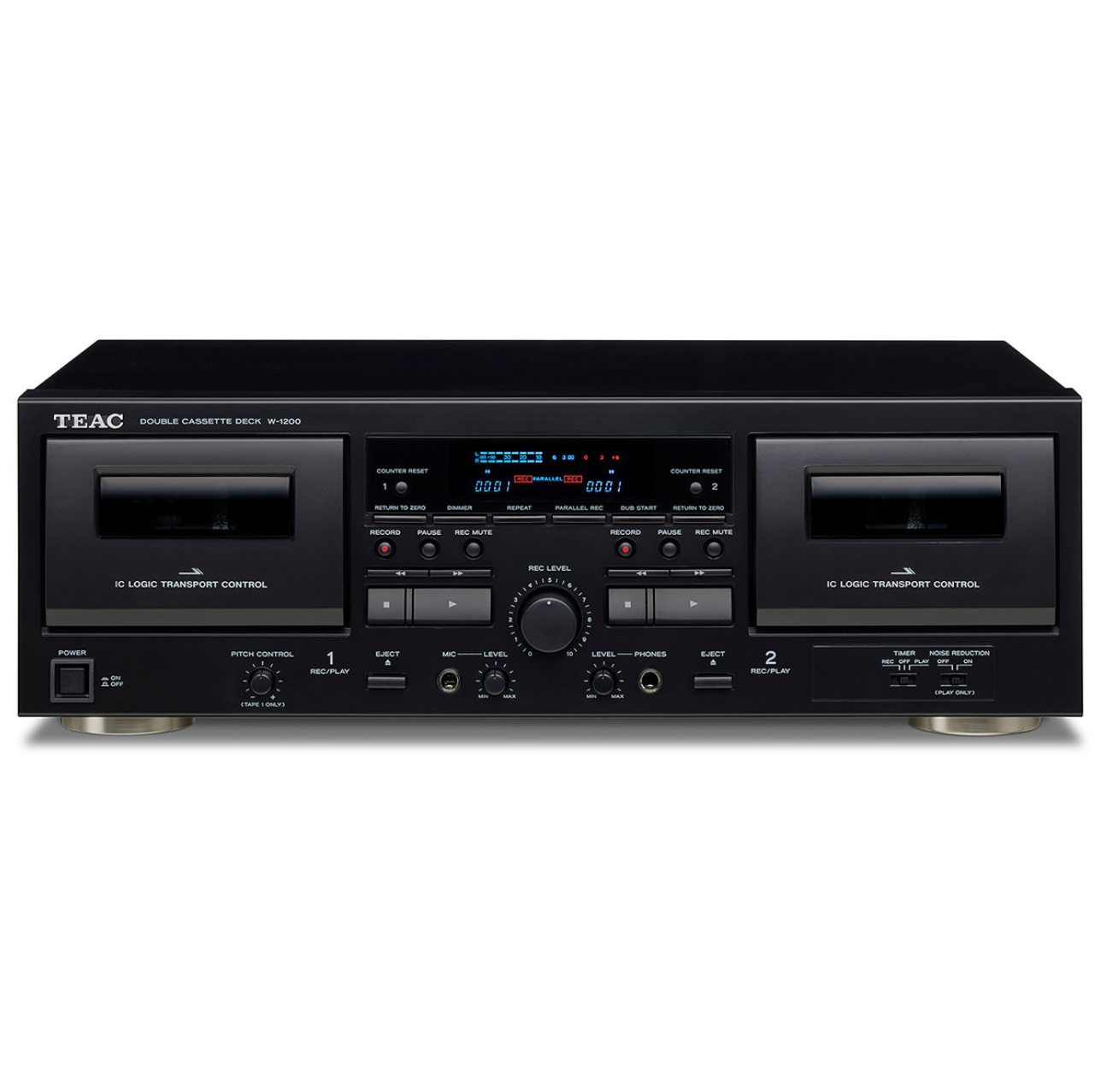 W-1200 Doppel-Kassettendeck, Schwarz
